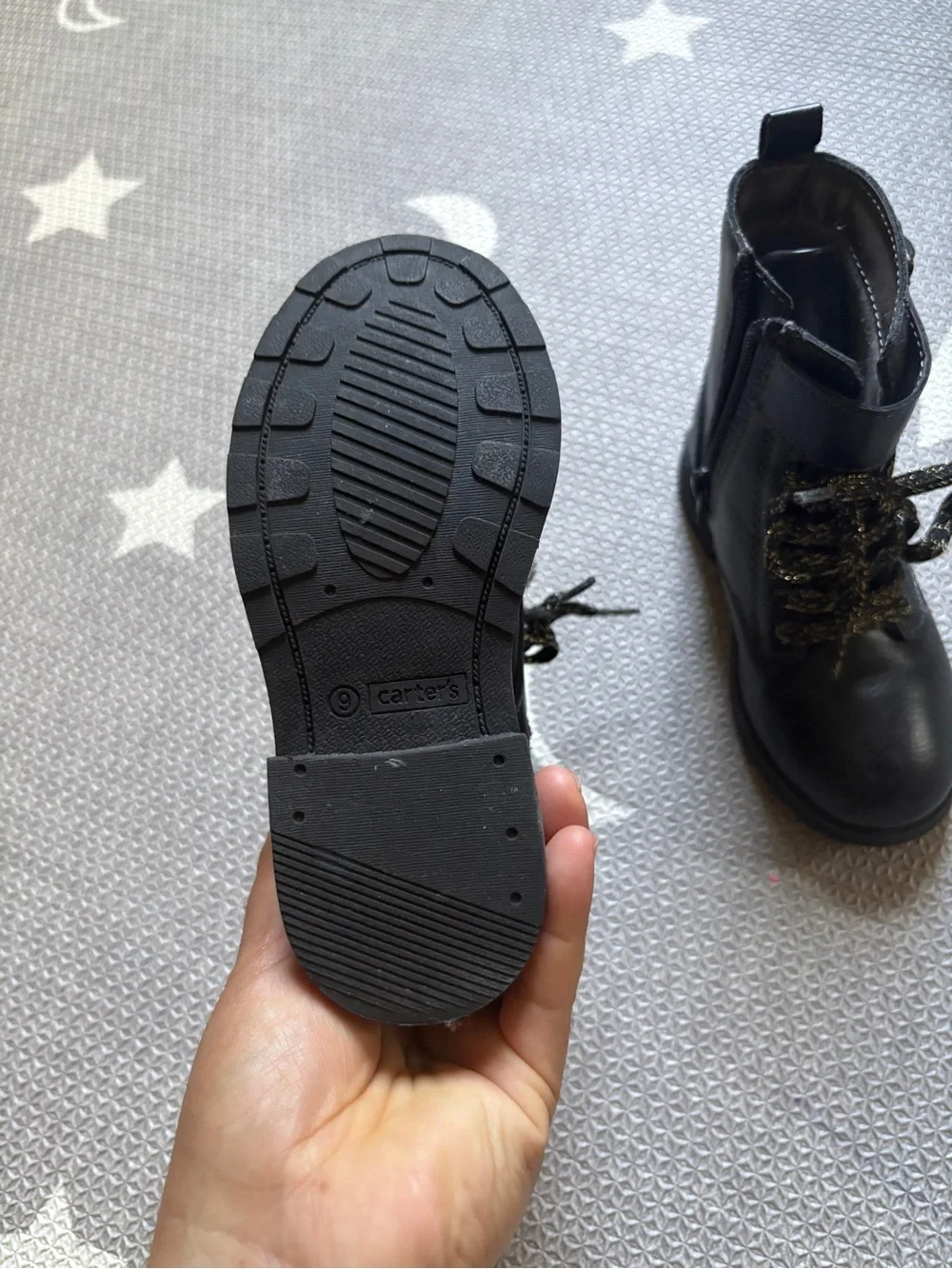 Carter's Black Girls' Lace-Up Ankle Boots with Buckle Straps